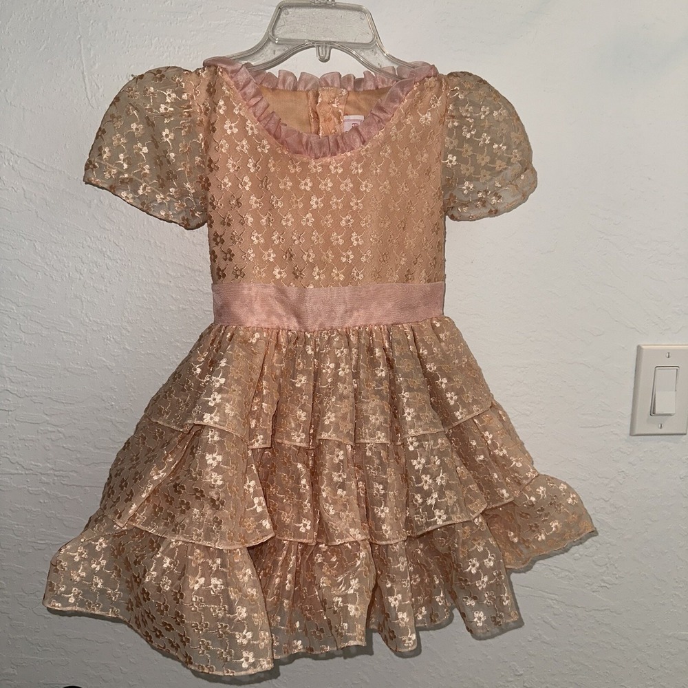Vintage Sweet N Sassy Dress Peach Ruffles 80s 1980s Layered Pageant Cottagecore - Picture 8 of 16